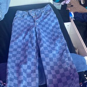 Straight leg checkerd jeans
